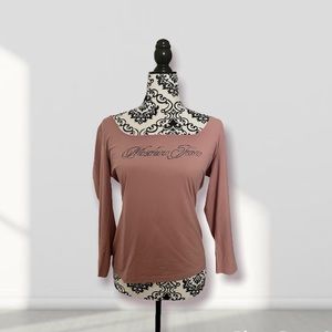 MOSCHINO JEANS  | Y2K SQUARE NECK PINK RHINESTONE LONG SLEEVE